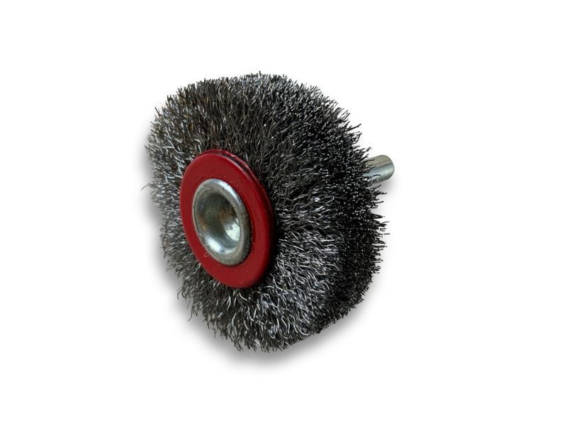 Brosse circulaire métallique sur tige Ø 50 mm | Fil acier souple – Image 2
