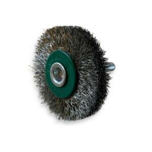 Brosse circulaire métallique sur tige Ø 50 mm | Fil inox souple