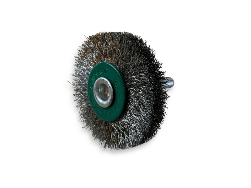 Brosse circulaire métallique sur tige Ø 50 mm | Fil inox souple