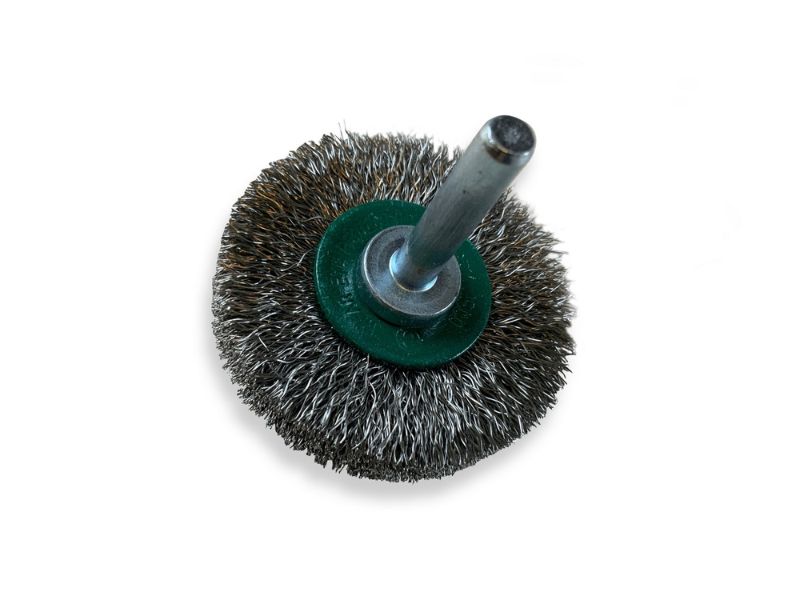 Brosse circulaire métallique sur tige Ø 50 mm | Fil inox souple – Image 2