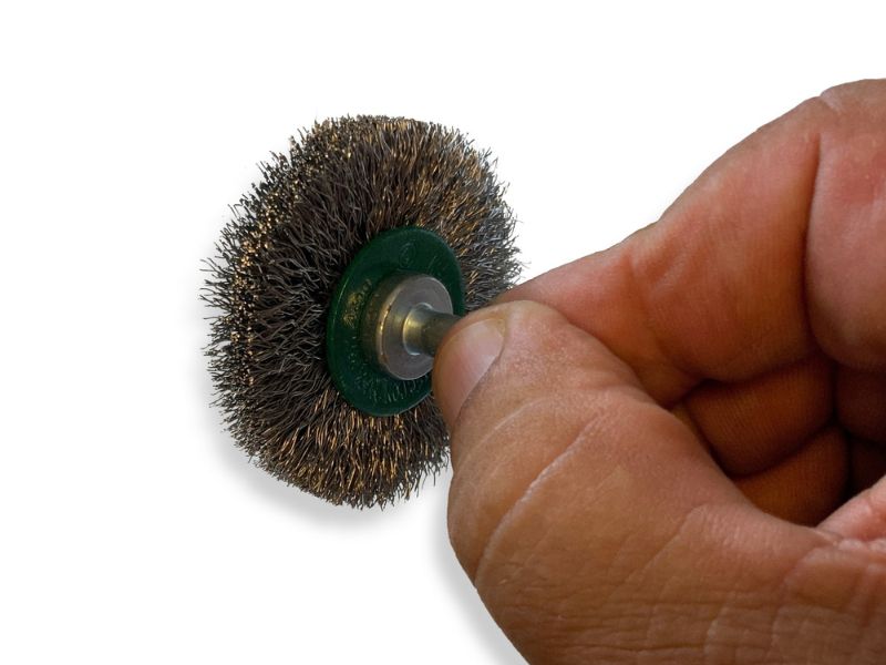 Brosse circulaire métallique sur tige Ø 50 mm | Fil inox souple – Image 4