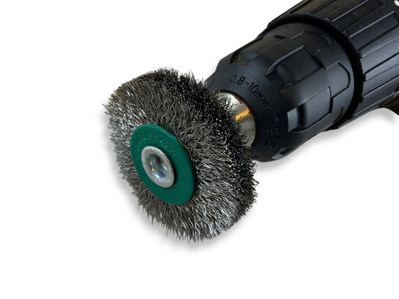 Brosse circulaire métallique sur tige Ø 50 mm | Fil inox souple – Image 5
