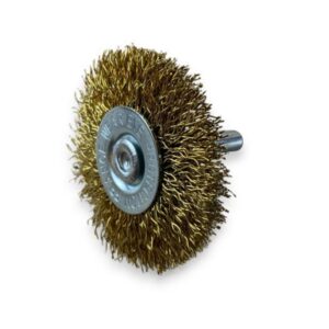 Brosse circulaire métallique sur tige Ø 50 mm | Fil laiton dur