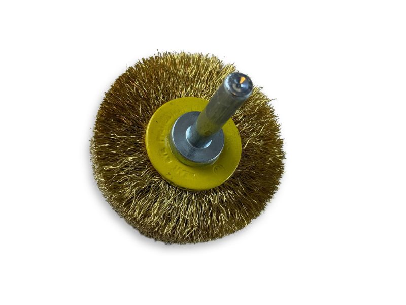 Brosse circulaire métallique sur tige Ø 50 mm | Fil laiton souple – Image 2