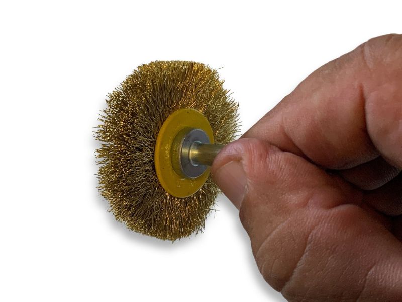 Brosse circulaire métallique sur tige Ø 50 mm | Fil laiton souple – Image 4