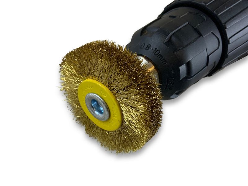Brosse circulaire métallique sur tige Ø 50 mm | Fil laiton souple – Image 5
