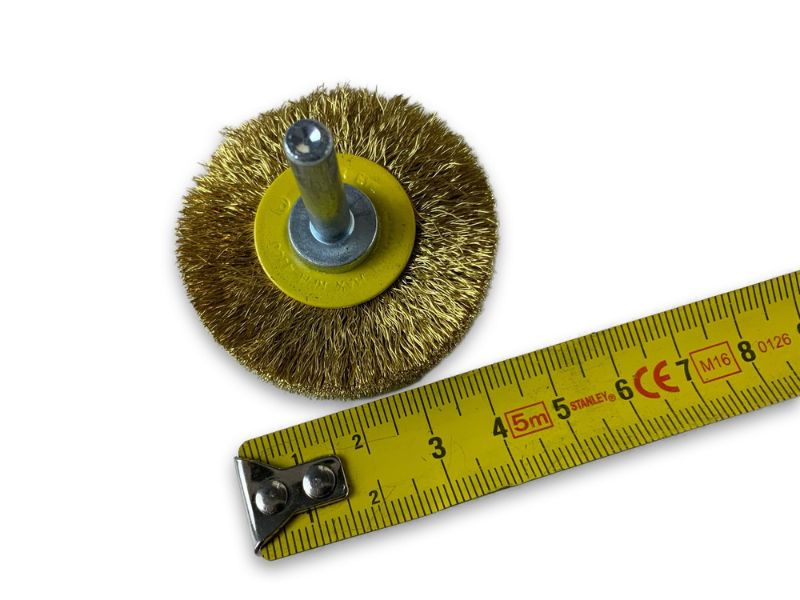 Brosse circulaire métallique sur tige Ø 50 mm | Fil laiton souple – Image 6