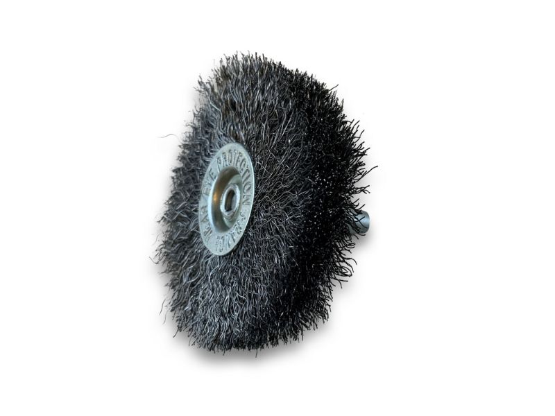Brosse circulaire métallique sur tige Ø 60 mm | Fil acier souple