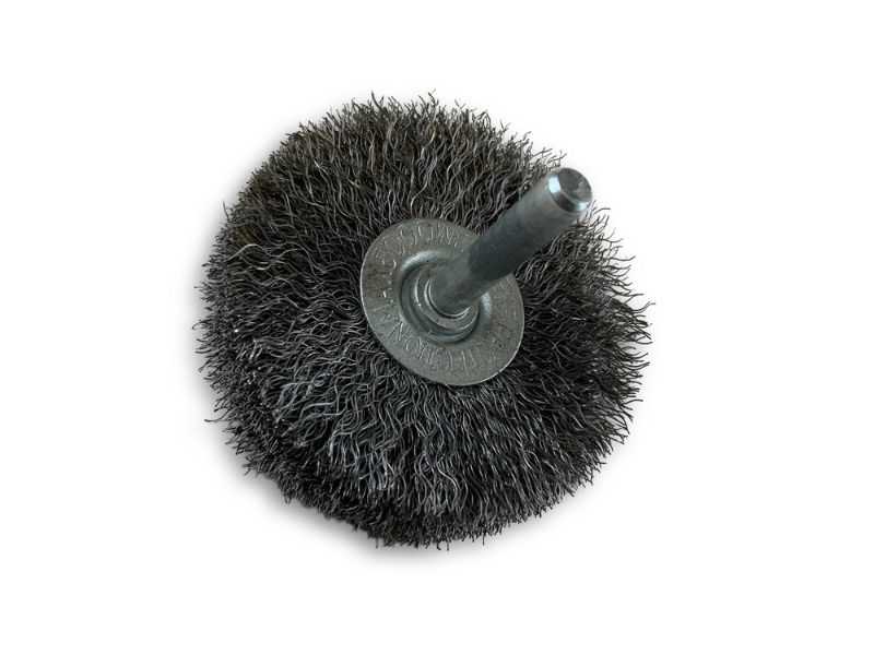 Brosse circulaire métallique sur tige Ø 60 mm | Fil acier souple – Image 2