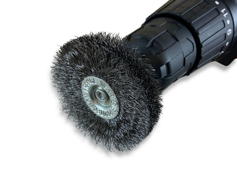 Brosse circulaire métallique sur tige Ø 60 mm | Fil acier souple – Image 5