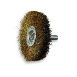 Brosse circulaire métallique sur tige Ø 60 mm | Fil laiton dur