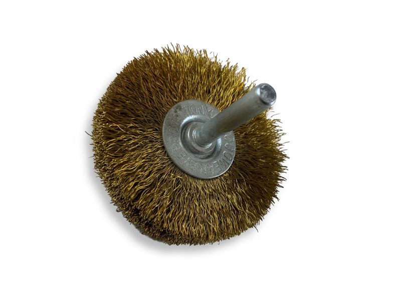 Brosse circulaire métallique sur tige Ø 60 mm | Fil laiton souple – Image 2