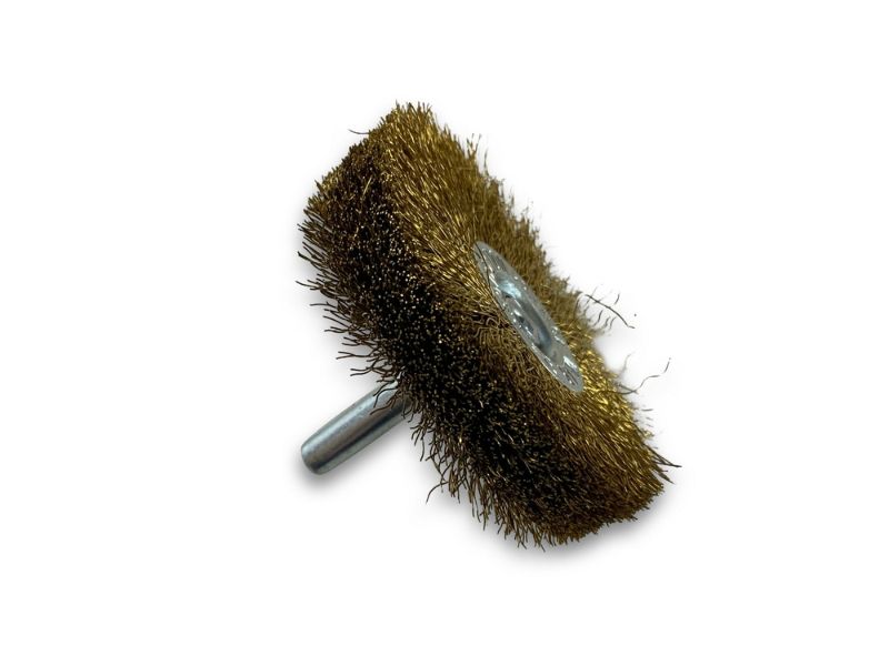 Brosse circulaire métallique sur tige Ø 60 mm | Fil laiton souple – Image 3