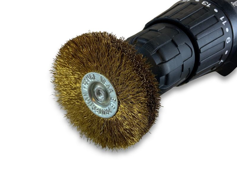 Brosse circulaire métallique sur tige Ø 60 mm | Fil laiton souple – Image 5