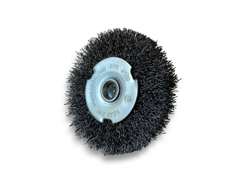 Brosse circulaire métallique sur tige Ø 75 mm | Fil acier dur