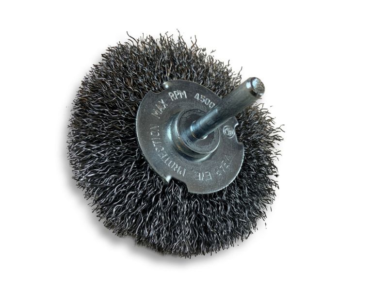 Brosse circulaire métallique sur tige Ø 75 mm | Fil acier dur – Image 2