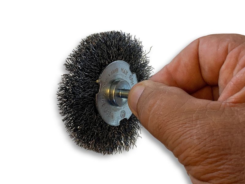 Brosse circulaire métallique sur tige Ø 75 mm | Fil acier dur – Image 4