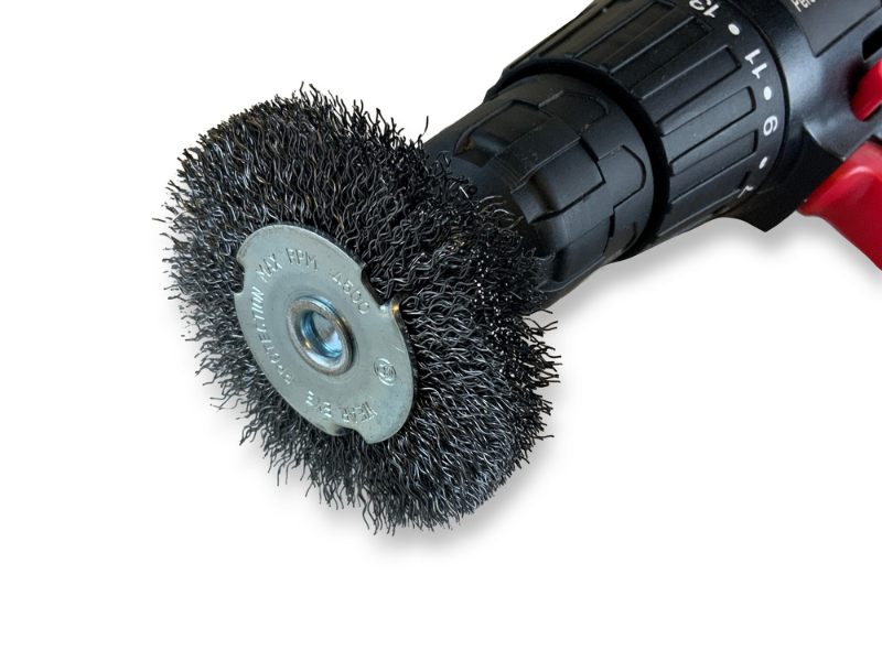 Brosse circulaire métallique sur tige Ø 75 mm | Fil acier dur – Image 5