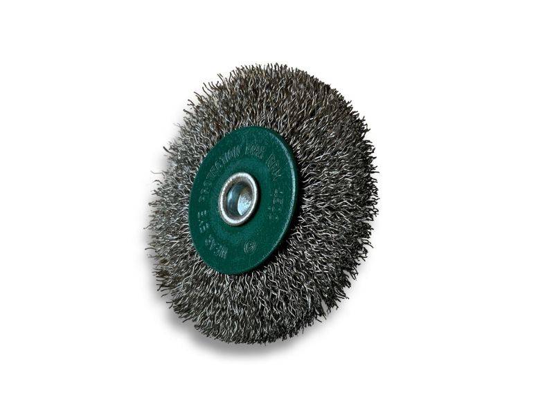 Brosse circulaire métallique sur tige Ø 75 mm | Fil inox dur