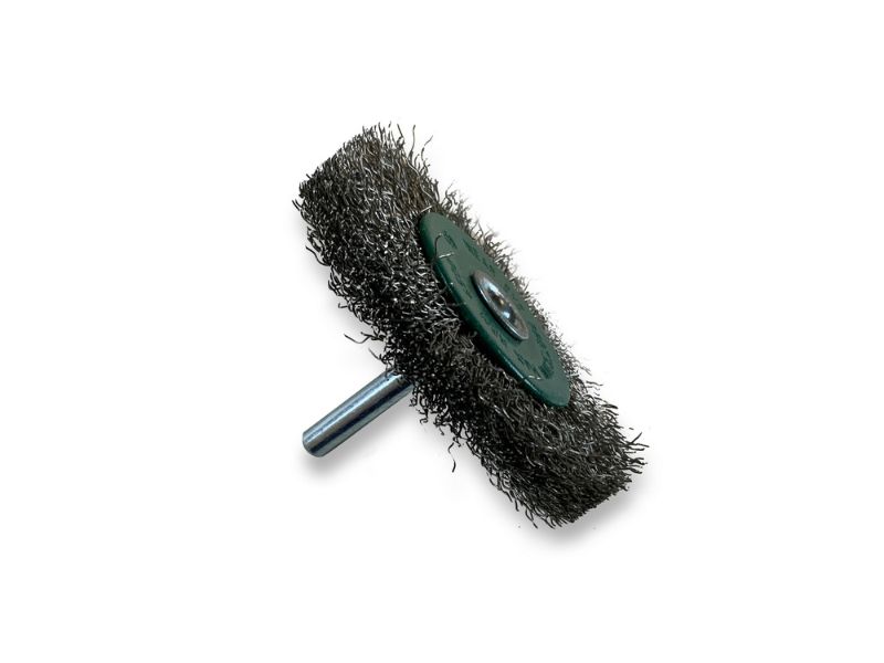 Brosse circulaire métallique sur tige Ø 75 mm | Fil inox dur – Image 3
