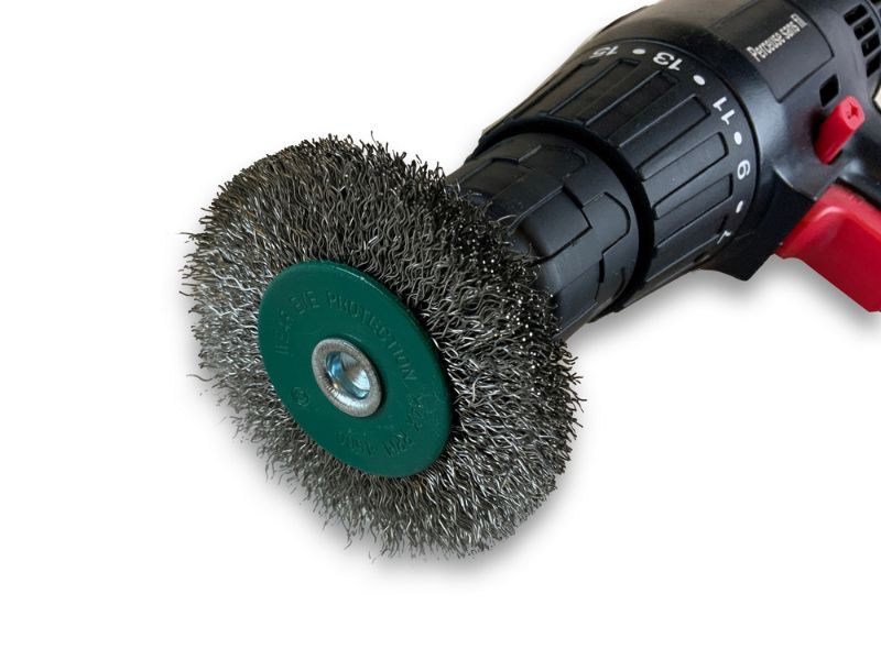 Brosse circulaire métallique sur tige Ø 75 mm | Fil inox dur – Image 5