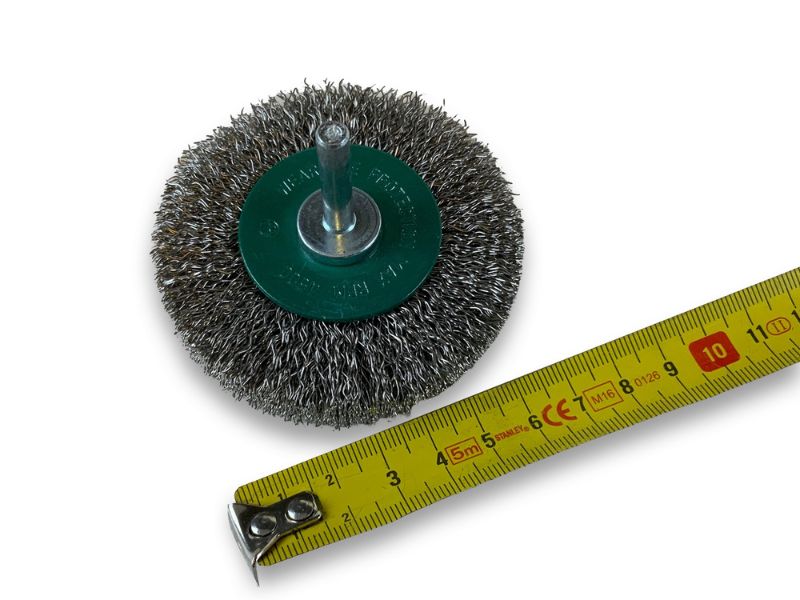 Brosse circulaire métallique sur tige Ø 75 mm | Fil inox dur – Image 6