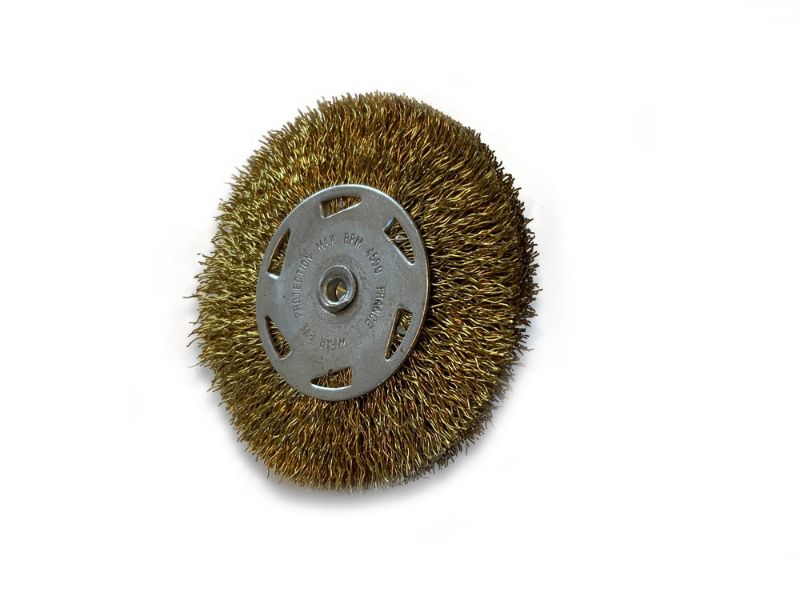 Brosse circulaire métallique sur tige Ø 75 mm | Fil laiton dur