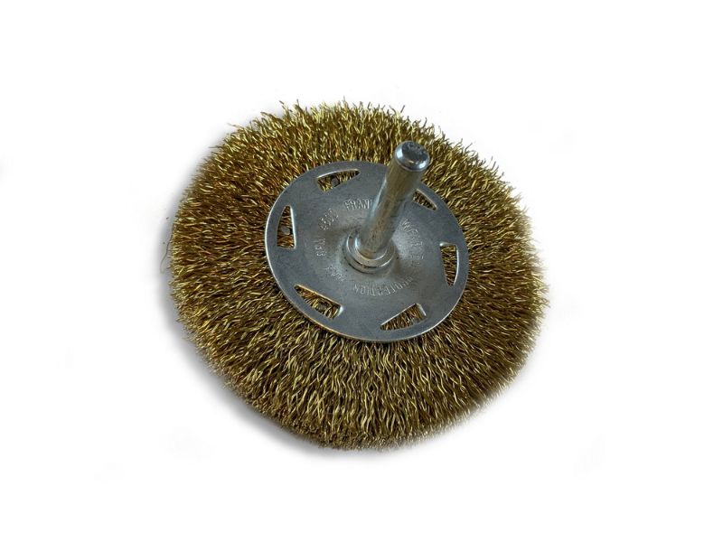 Brosse circulaire métallique sur tige Ø 75 mm | Fil laiton dur – Image 2