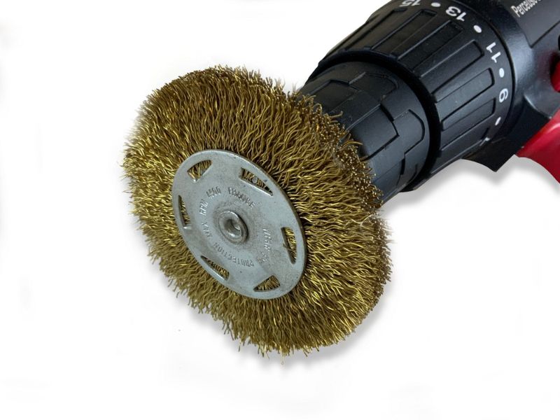 Brosse circulaire métallique sur tige Ø 75 mm | Fil laiton dur – Image 5