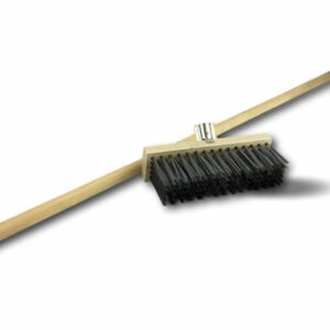 Balai cantonnier métallique | Garnissage acier plat gris | Semelle bois