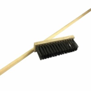 Balai cantonnier métallique | Garnissage acier rond noir | Semelle bois