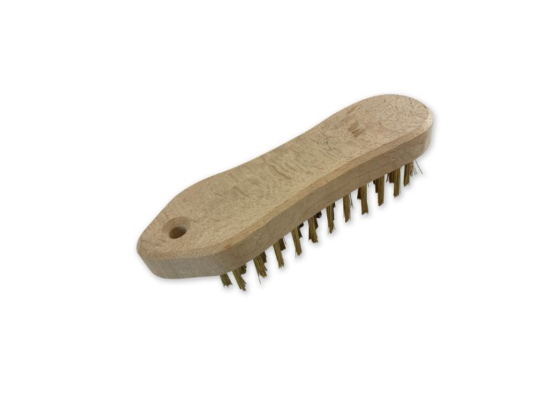 Brosse métallique à main type violon | Fil laiton ou inox rond lisse sur 5 rangs – Image 3