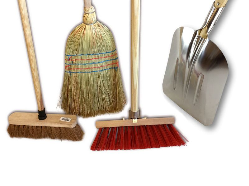 Ensemble de 3 balais de rue + pelle - Cantonnier PVC 32 cm - Coco naturel - Paille de riz - Pelle aluminium – Image 5