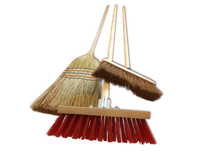 Lot de 3 balais d'extérieur - Cantonnier PVC 32 cm - Fibres de coco - Paille de riz – Image 3