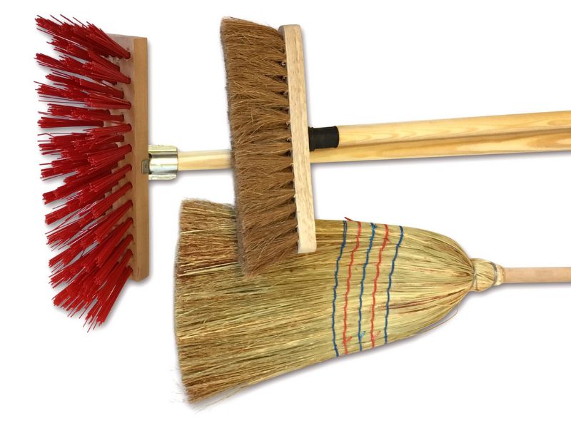 Lot de 3 balais d'extérieur - Cantonnier PVC 32 cm - Fibres de coco - Paille de riz – Image 5