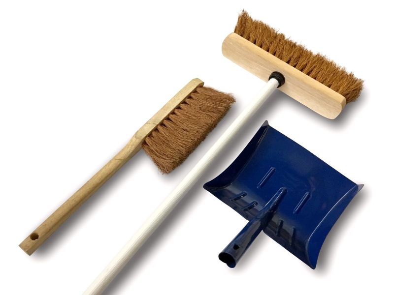 Ensemble balai brosse de ménage d'atelier | 1 balai coco 29 cm avec manche acier gainé avec pelle et balayette – Image 4