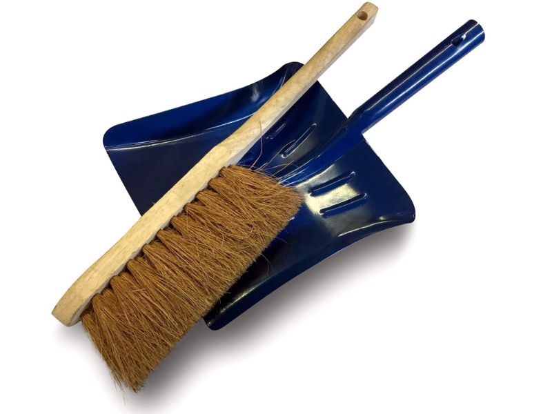 Ensemble balai brosse de ménage d'atelier | 1 balai coco 29 cm avec manche acier gainé avec pelle et balayette – Image 6