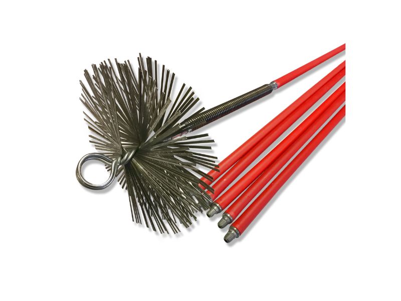 Kit de ramonage pro conduits non gainés | Hérisson acier plat | 8,50 m 6 cannes | Ressort de départ – Image 2