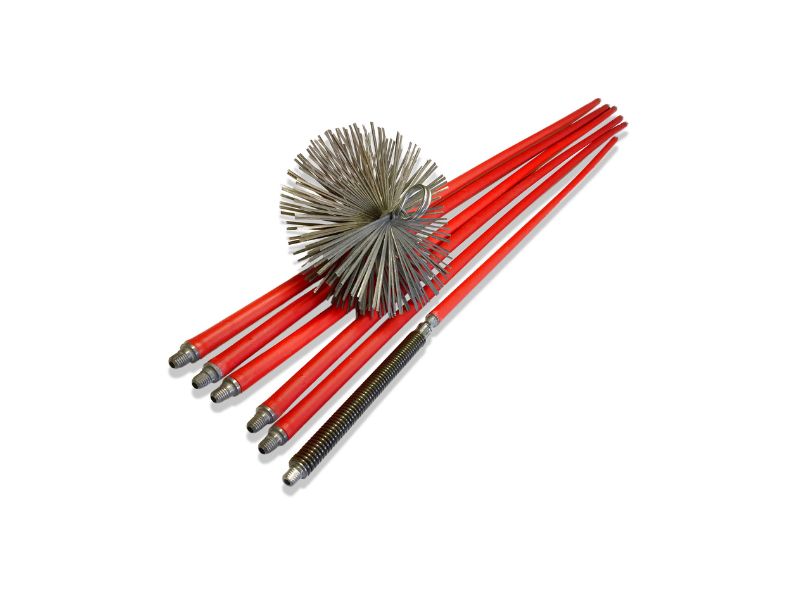 Kit de ramonage pro conduits non gainés | Hérisson acier plat | 8,50 m 6 cannes | Ressort de départ – Image 4