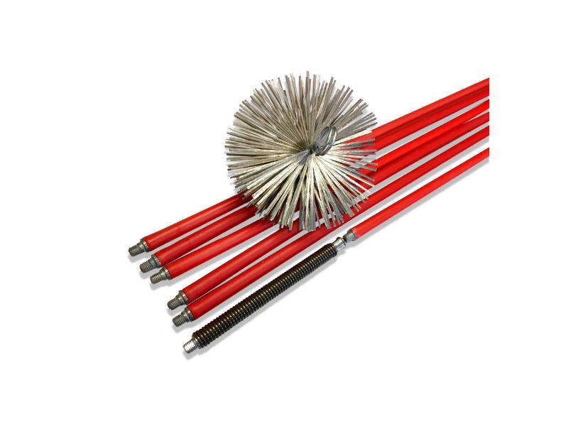 Kit de ramonage pro conduits non gainés | Hérisson acier plat | 8,50 m 6 cannes | Ressort de départ – Image 5
