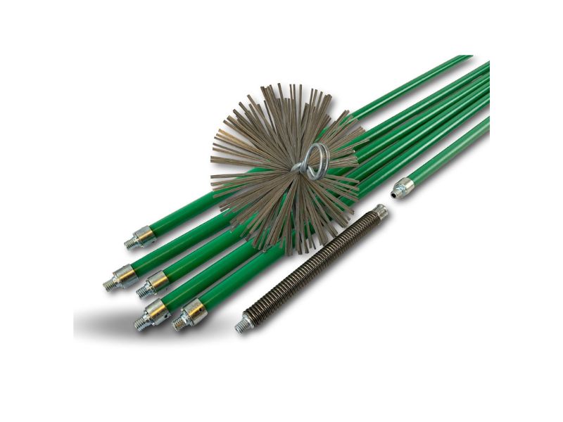 Kit ramonage pro non gainé | Hérisson acier | 6 cannes Ø 18mm | 5*1,4 m + 1*1 m