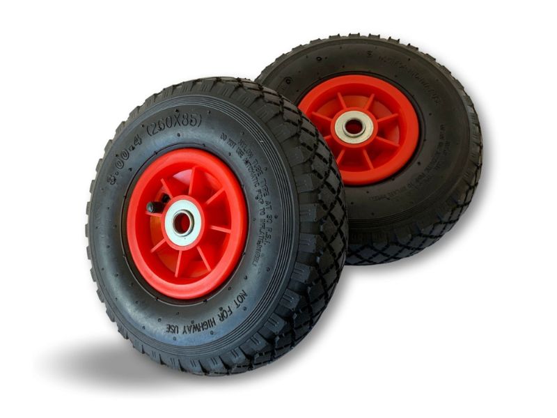 Set de 2 roues gonflables pneumatiques Ø 260 mm * 75 mm | Axe alésage 16 mm * 85 mm