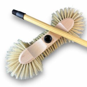 Balais ménage demi-tête | Garnissage soie blanche 65 mm - A l'unité, Avec manche