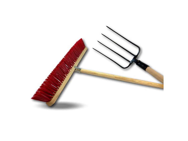 Lot balai cantonnier PVC 60 cm + fourche 4 dents fines | Manches en bois – Image 2