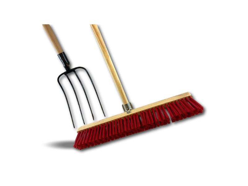 Lot balai cantonnier PVC 60 cm + fourche 4 dents fines | Manches en bois – Image 3