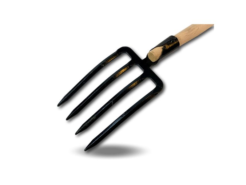 Fourche à bêche 4 dents larges | Manche de 120 cm en bois | Tête en acier forgé – Image 3