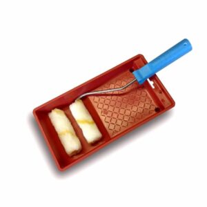 Ensemble Bac à peinture Kit anti gouttes | 1 monture | 2 pattes de lapin polyamide ou velours | Largeur 100 mm - polyamide + bac, A l'unité