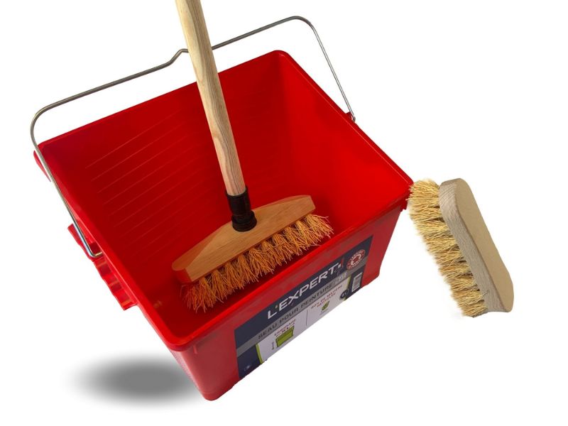 Kit Balai brosse lave-pont | Seau rectangulaire | Brosse à laver | Manche – Image 4