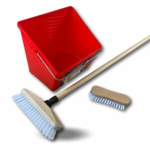 Kit Balai brosse lave-pont | Seau rectangulaire | Brosse à laver | Manche - Quantité x 1, Poils PPL blanc