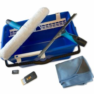Kit laveur de vitres hyper pro | Avec seau mouilleur raclette grattoir chiffon